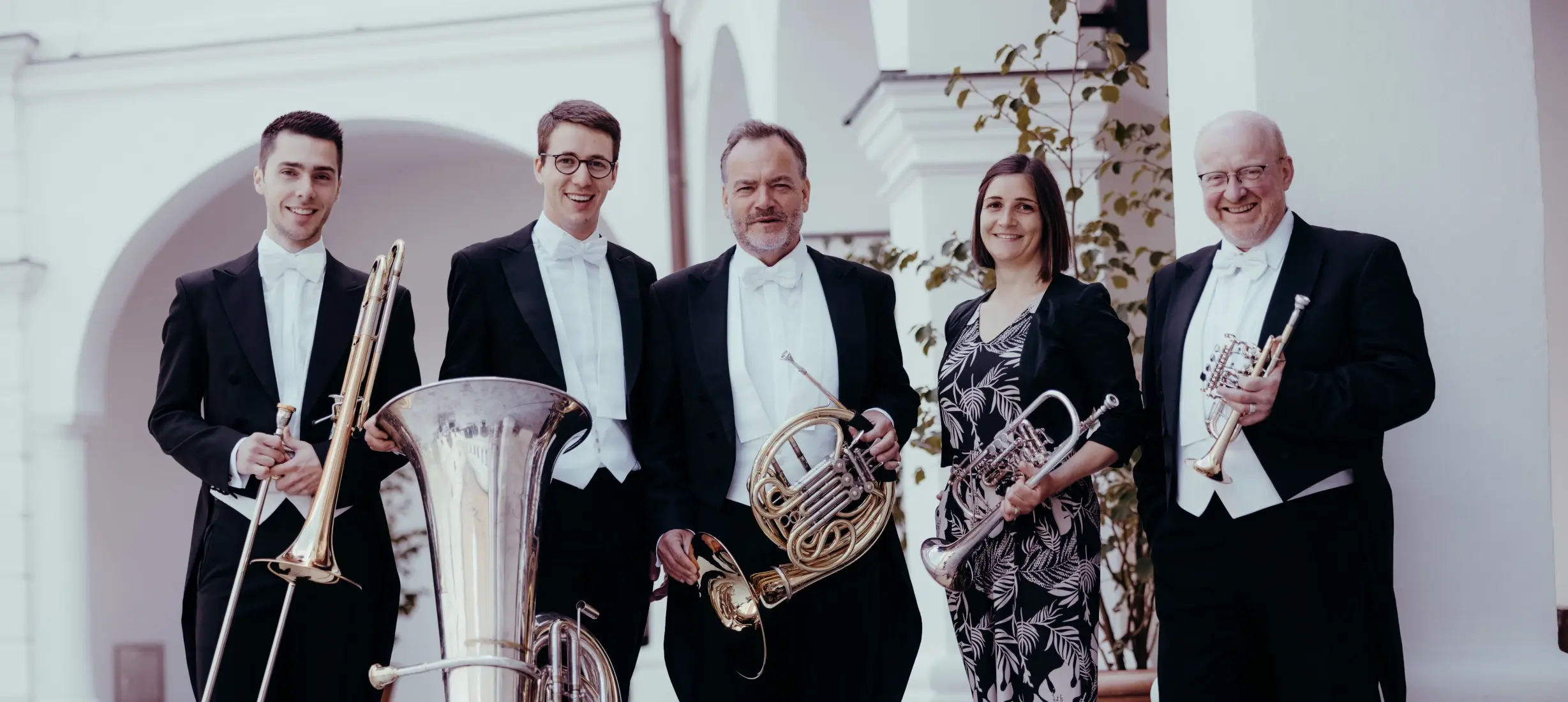 Harmonic Brass – professionelles Blechbläserquintett aus München bei einem Auftritt in klassischer Konzertkleidung